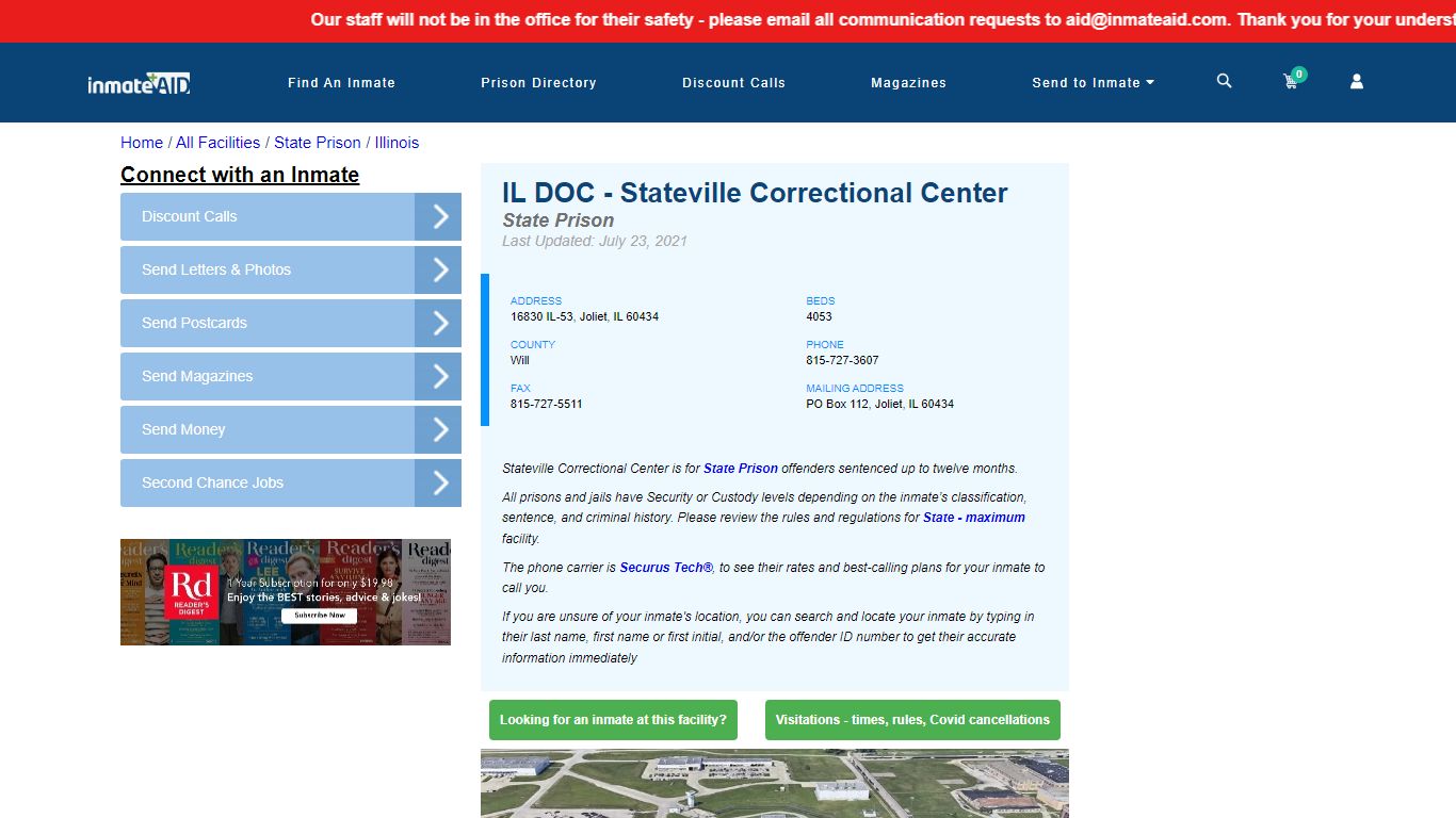 IL DOC - Stateville Correctional Center & Inmate Search ...