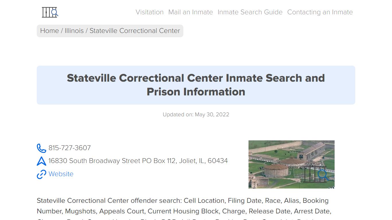 Stateville Correctional Center Inmate Search, Visitation ...